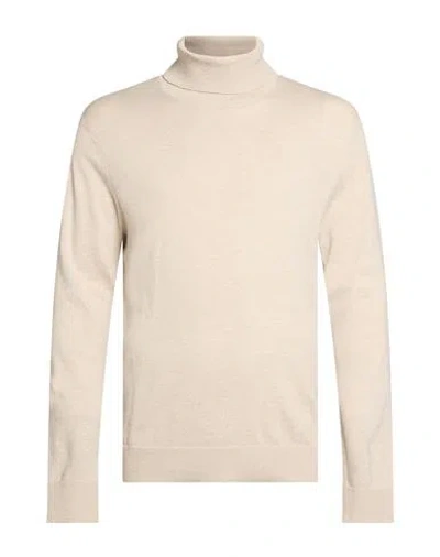 Jack & Jones Man Turtleneck Beige Size M Cotton, Recycled Polyester