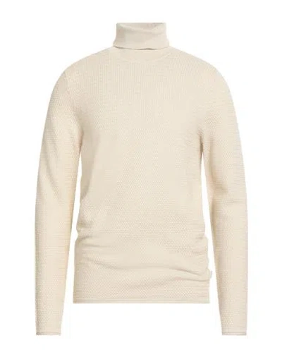 Jack & Jones Man Turtleneck Beige Size Xl Cotton