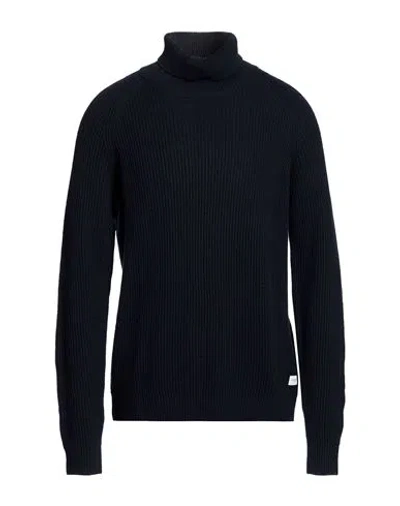Jack & Jones Man Turtleneck Navy Size Xl Acrylic, Cotton In Blue