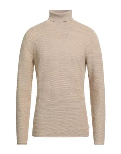Jack & Jones Man Turtleneck Sand Size S Cotton