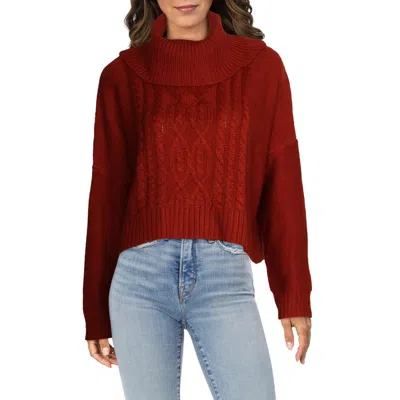 Jack By Bb Dakota Womens Cropped Wool Blend Turtleneck Sweater In Red