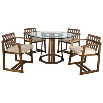Pre-owned Jack Daniels Stavoak Dining Game Table & 4 Chairs ' Barrel Staves Jobie G Redmond In Brown