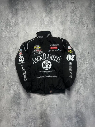 Pre-owned Jack Daniels X Racing Vintage Racing Jacket Jack Daniels 90's Big Logo Black