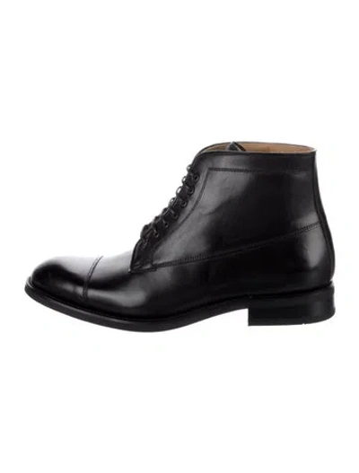 Pre-owned Jack Erwin Leather Lace-up Boots In Black