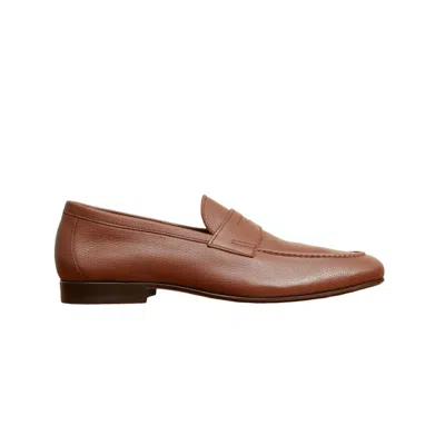 Jack Erwin Men's Edward Penny Loafer - Brown Pebble Grain