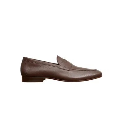 Jack Erwin Men's Edward Penny Loafer - Dark Brown Pebble Grain