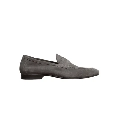 Jack Erwin Men's Grey Edward Penny Loafer - Gray Suede