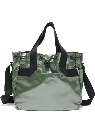 Jack Gomme Medium Drawstring Metallic-effect Tote Bag In Green