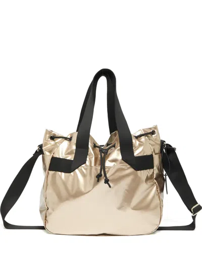 Jack Gomme Metallic-finish Drawstring Shoulder Bag In Gold