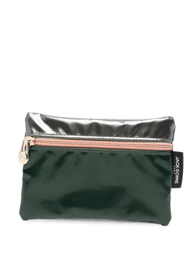 Jack Gomme Patch Zip-fastening Clutch Bag In Green