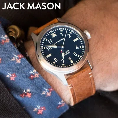 Pre-owned Jack Mason Watch Men's Aviation Jm-a101-004  Aviation Leather