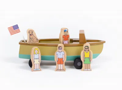 Jack Rabbit Creations Kid's Vintage Lake Boat Magnetic Set In Brown