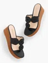 Jack Rogers Mid Wedge Stacked Womens Leather Thong Platform Sandals In Black