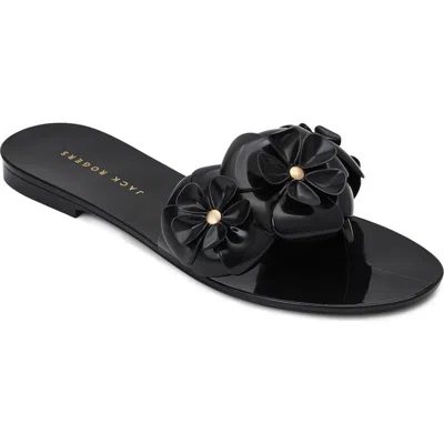 Jack Rogers Amelia Flower Jelly Sandal In Black