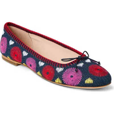 Jack Rogers Bettie Embroidered Flower Ballet Flat In Red