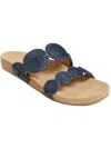 Jack Rogers Comfort Lauren Womens Leather Slide Sandals In Blue