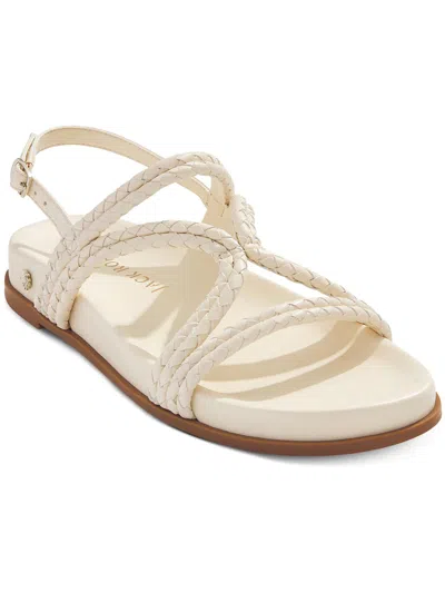 Jack Rogers Cove Womens Faux Leather Braided Slingback Sandals In White