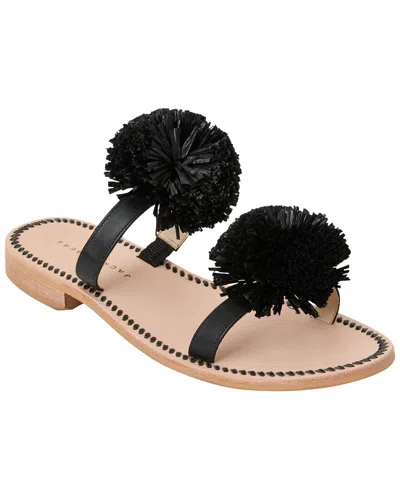 Jack Rogers Daffodil Raffia & Leather Sandal In Black