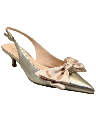 Jack Rogers Debra Pointed Toe Kitten Heel Slingback Pump In Gold