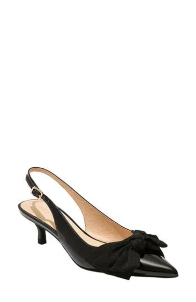 Jack Rogers Debra Pointed Toe Kitten Heel Slingback Pump In Black Patent