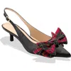 Jack Rogers Debra Slingback Pointed Toe Pump In Black/tartan