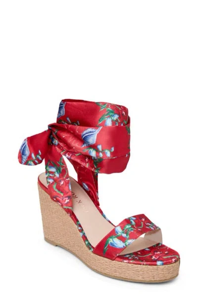 Jack Rogers Deirdre Ankle Wrap Wedge Sandal In Fire Red Multi