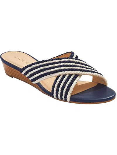 JACK ROGERS DOLPHIN MINI WOMENS WOVEN SLIP-ON WEDGE SANDALS
