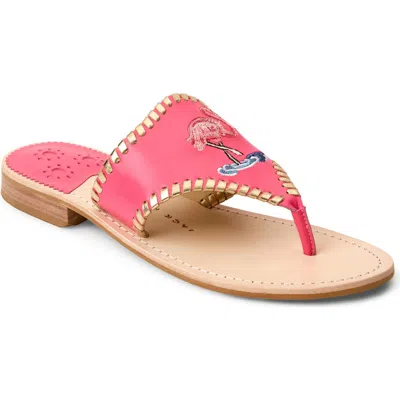 Jack Rogers Embroidered Flamingo Sandal In Red