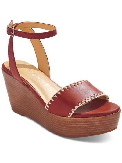 Jack Rogers Flagler Stitch Wedge Womens Leather Almond Toe Platform Sandals In Brown