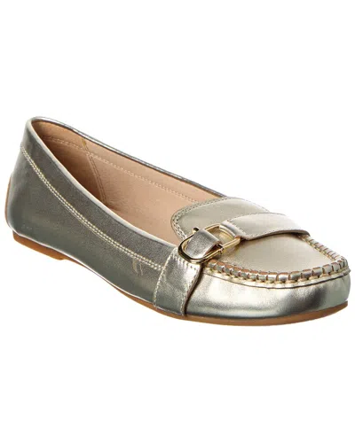 Jack Rogers Hanover Leather Moccasin In Silver