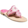Jack Rogers Jack Flat Sandal Womens Leather Cork Thong Sandals In Multi
