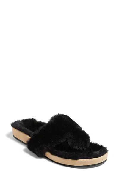 JACK ROGERS JACKS COMFORT COZY SANDALS WOMEN'S BLACK SLIP-ON SLIDE JOBB1506
