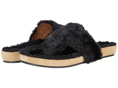 Jack Rogers Jacks Comfort Cozy Thong Women Black Faux Fur Sandals Jobb1484