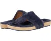 Jack Rogers Jacks Comfort Cozy Thong Women Navy Faux Fur Sandals Jobb1473 In Blue