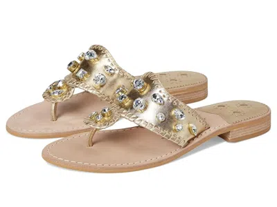 Jack Rogers Jacks Flat Jeweled Sandals In Silver
