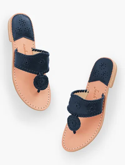 Jack Rogers Jacks Flat Sandals - Midnight Navy Blue - 8m Talbots