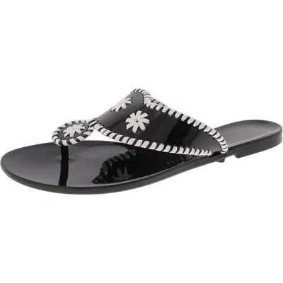 Jack Rogers Jacks Jelly Womens Embroidered Patent Jelly Sandals In Black,white