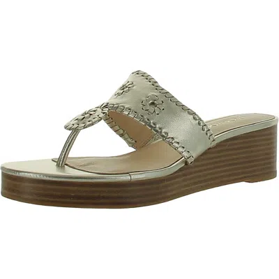 Jack Rogers Jacks Mid Stacked Womens Leather Metallic Wedge Sandals In Multi