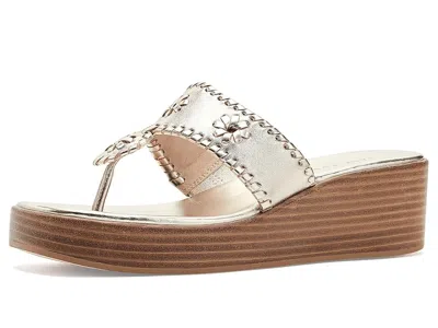 Jack Rogers Jacks Stacked Mid-wedge In Metallic