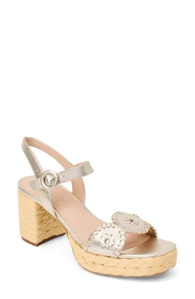 Jack Rogers Laurin Ankle Strap Platform Sandal In Silver