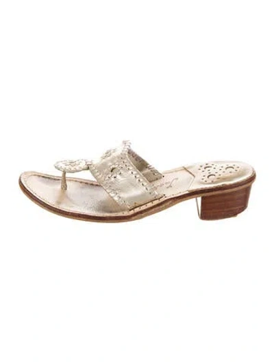 Pre-owned Jack Rogers Leather Flip Flops In Gold/metallic
