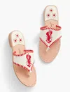 JACK ROGERS LOBSTER EMBROIDERED SANDALS - WHITE/BRIGHT APPLE - 11M TALBOTS