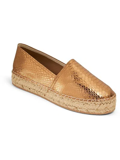 Jack Rogers Palmer Womens Leather Slip On Loafers In Gold