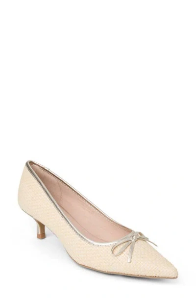 Jack Rogers Pammi Pointed Toe Kitten Heel Pump In Natural/jacks Platinum