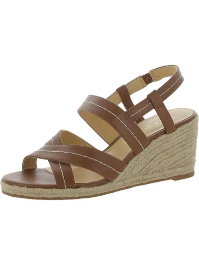 JACK ROGERS POLLY MID WOMENS FAUX LEATHER SLINGBACK WEDGE SANDALS