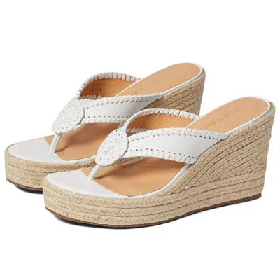 Jack Rogers Rowan Sandals Women White Platform Wedge Heel Espadrille Rhs3690
