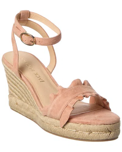 Jack Rogers Rozette Ruffle Wedge Suede Sandal In Brown
