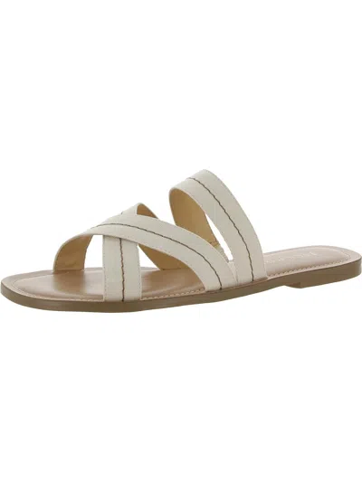 Jack Rogers Sara Stitch Womens Criss-cross Front Slip-on Slide Sandals In Beige