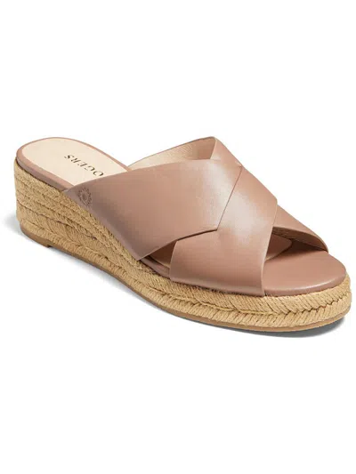 Jack Rogers Slotted Sloan Womens Leather Slip-on Wedge Sandals In Beige