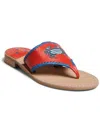 JACK ROGERS STRIPED CRAB WOMENS LEATHER EMBROIDERED THONG SANDALS
